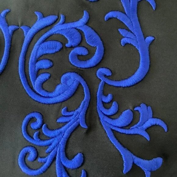 CLOVER CANYON Ponte Dress Embroidered Sleeveless Career Cocktail Black Blue NEW - Picture 5 of 6